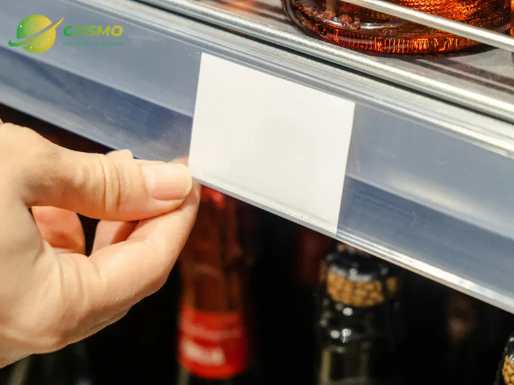 Nhiều khách hàng lựa chọn dán bảng tên lên kệ để thuận lợi cho việc quản lý hàng hóa