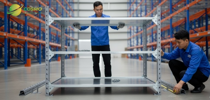 Lắp đặt các mâm tầng còn lại và kiểm tra vuông góc