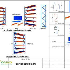 cấu tạo kệ trung tải 6 tầng