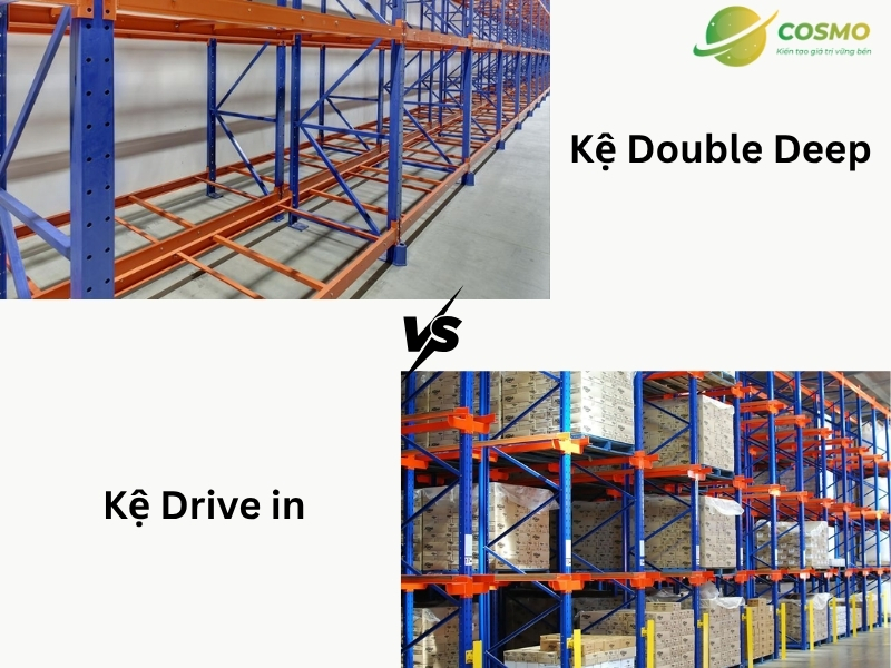 so sánh kệ double deep và kệ drive in về mật độ lưu trữ và độ an toàn