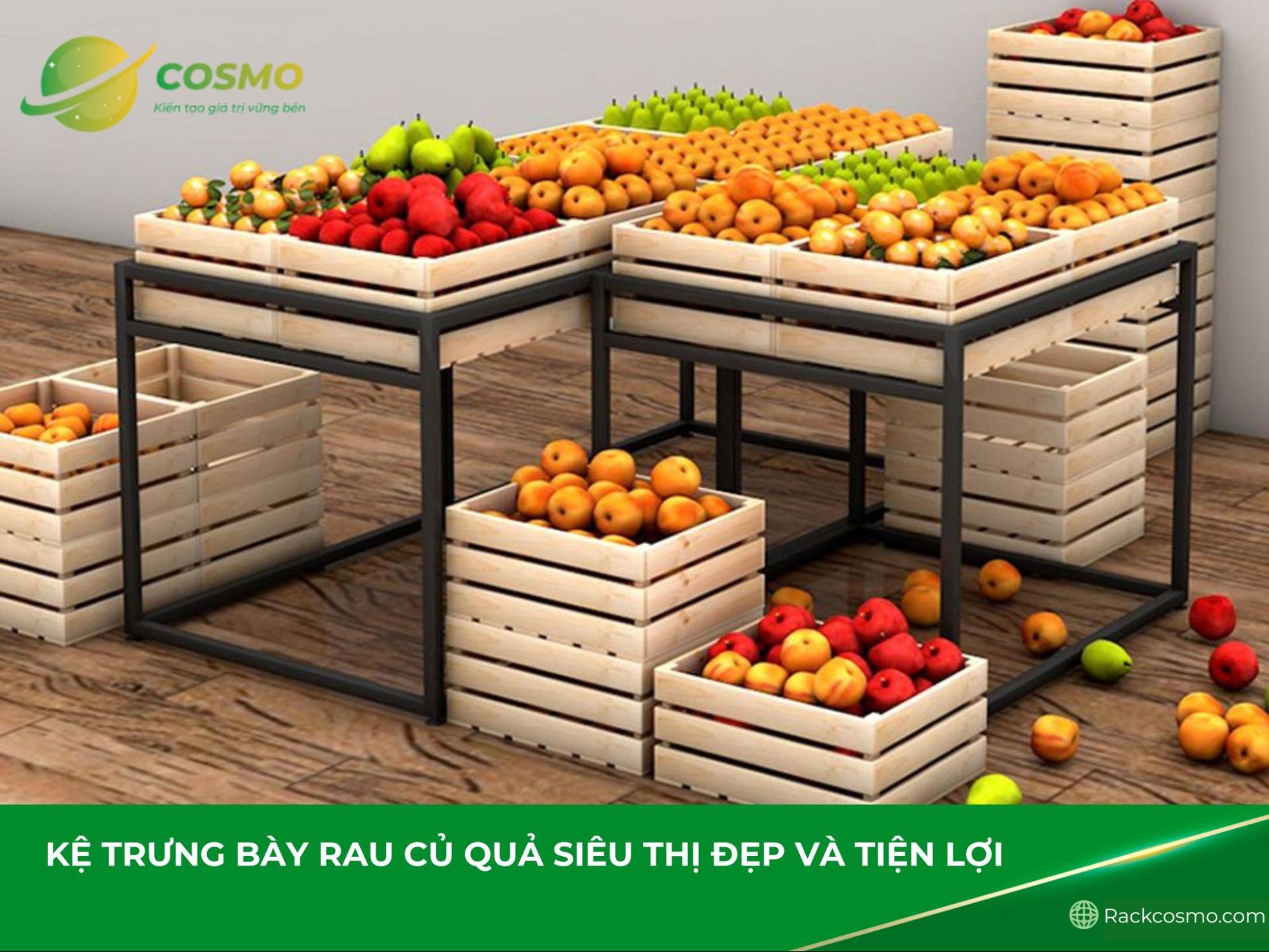 Các mẫu kệ trưng bày rau củ quả siêu thị đẹp